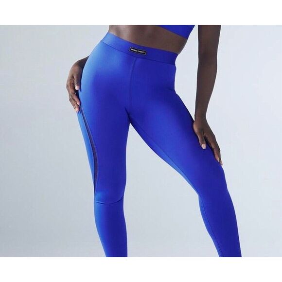 savage x fenty electric blue leggings with mesh detail NWT women's size‎ SMALL - Picture 1 of 14
